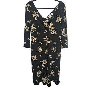 Giorgio Fiorlini Collection Dress Floral Print V-neck 3/4 Sleeve Polyester